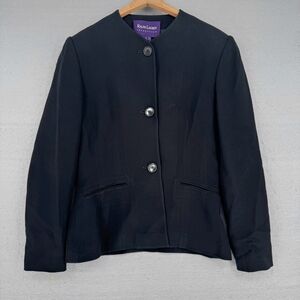 Vtg Ralph Lauren Purple Label Black Unstructured Collarless Three-Button Blazer